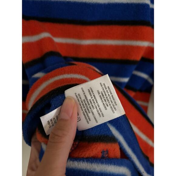 Hanna Andersson Sweatshirt Toddler 2T 80cm Blue Orange Striped Collared - Picture 8 of 8